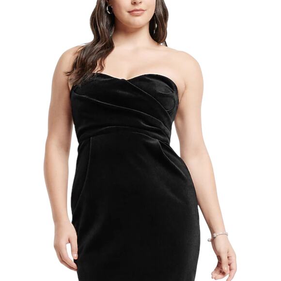 Express Sheath Dress Pencil Velvet Strapless Underwire Ruched - Picture 2 of 11